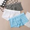 Men Ice Silk Underwear Mid-rise High Elasticity Slim Fit Shorts Briefs Solid Color