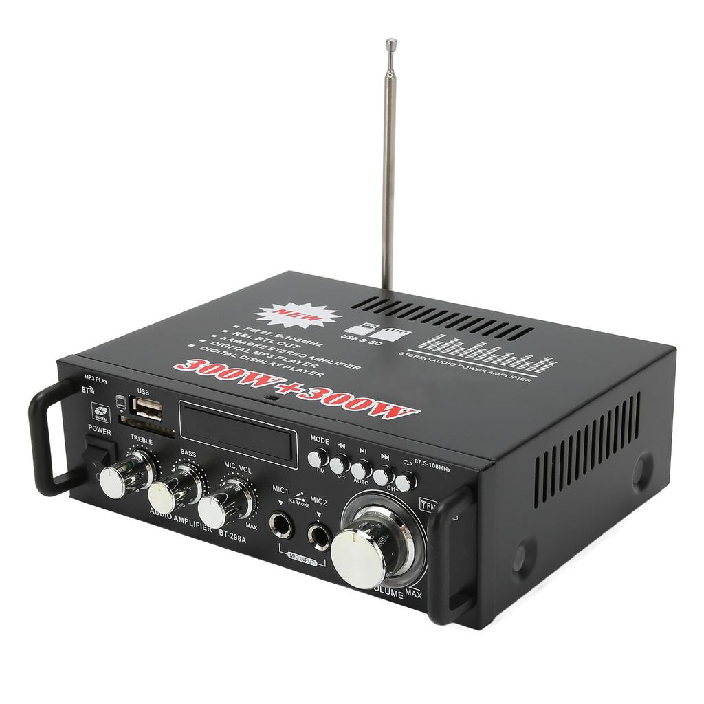 Power Amplifier 300W 300W Bluetooth with USB Memory Card Port Remote Control LED Display for Home