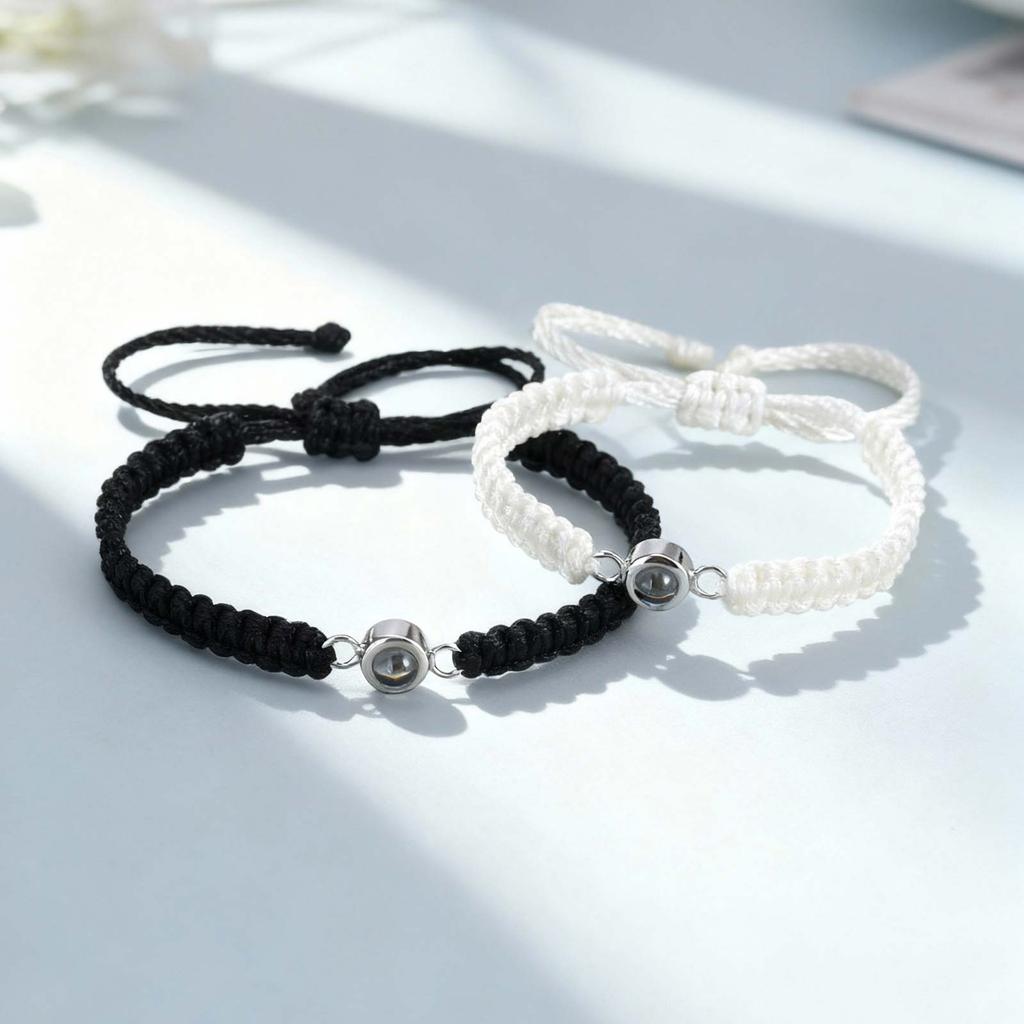 Custom Photo Projection Bracelet Hand Woven Rope Chain Personalized Photo Projection Bracelet Couple Family Pictures Bracelet