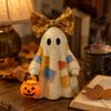 Resin Figure Halloween Decor - Tie Holding Pumpkin Statue for Desktop Shelf Decoration