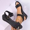 Shoes Female 2025 Plus Size Open Toe Women's Sandals Office Sandals Women Round Toe Buckle Strap Wedges Shoes Women