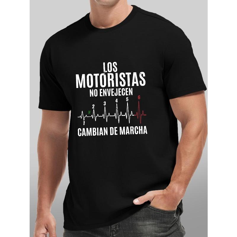

LOS MOTORISTAS NO ENVEJECEN Print Tee Shirt, Tees for Men, Casual Short Sleeve T-shirt for Summer, Leisure Style, Conventional Version 4XL чорний