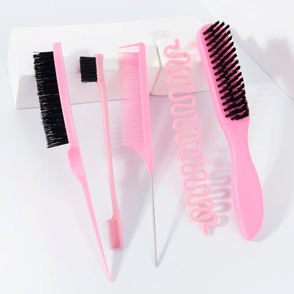 5PCS Hair Comb Set, Hair Edge Comb, Sharp Tail Comb, Tear Hair Brush, French Braiding Tool, Suitable for All Hair Qualities