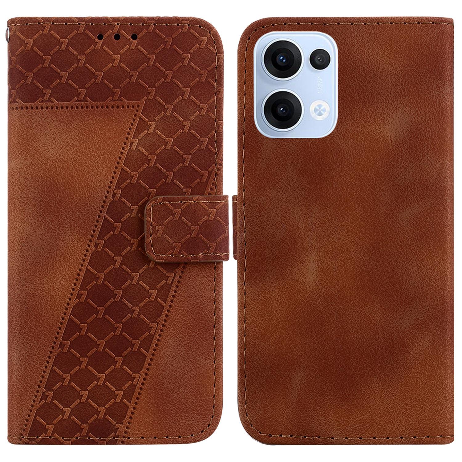 

Для Oppo Reno13 5G (Глобальний) Чохол-підставка зі шкіри з тисненням у вигляді 7-подібного візерунка F