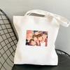 Korean Style Letter Print Canvas Tote Bag for Women Men Fashionable Shoulder Handbag Trendy Daily Shopping Bag