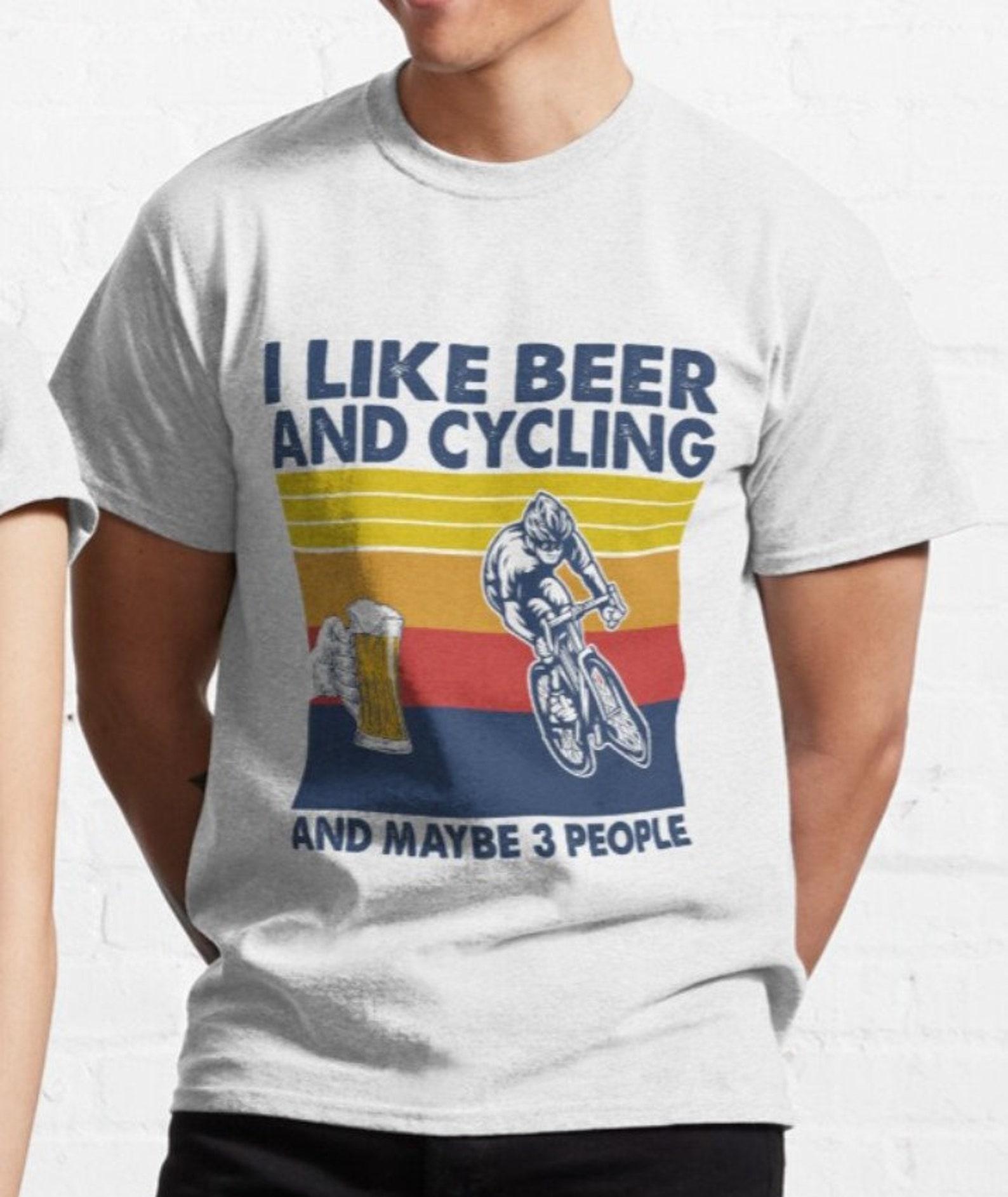 I like Beer & Cycling And Maybe 3 People T-shirt: Funny Biker Gift M