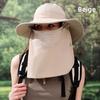 Summer Minimally Embroidered Sun Shading Fisherman Hat With Mask Detachable