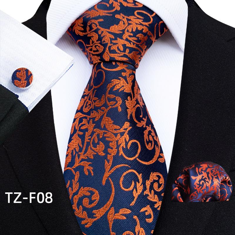 Paisley Waist Flower Men'S Tie Pocket Towel Cuff Three-Piece Set