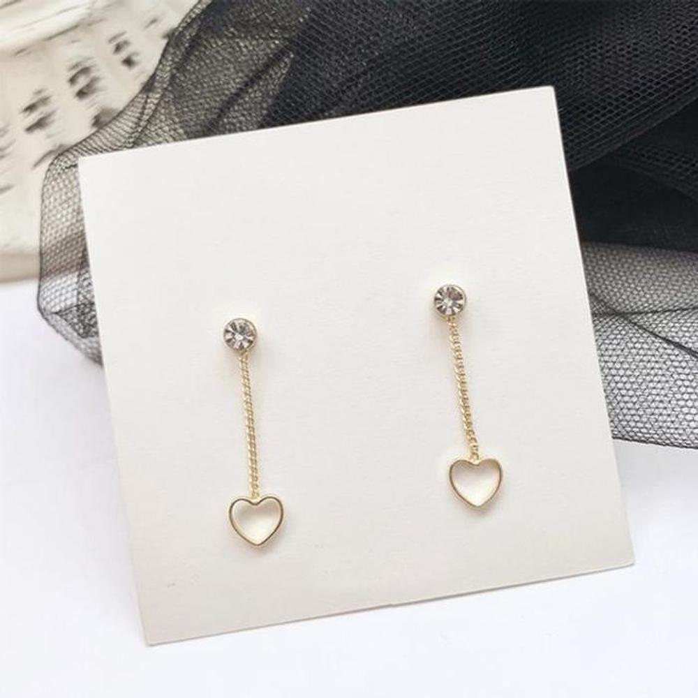 [Onm] Onm Vids-Ss1407 Heart Cubic Drop Earrings (9592994)