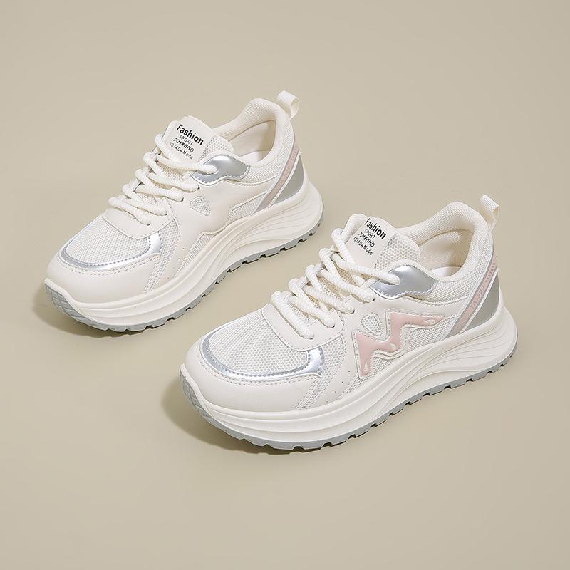 Mesh Breathable Sneakers Women's 2025 New Spring Casual Dad Shoes Show Small Feet, Lightweight Platform Running Shoes Women