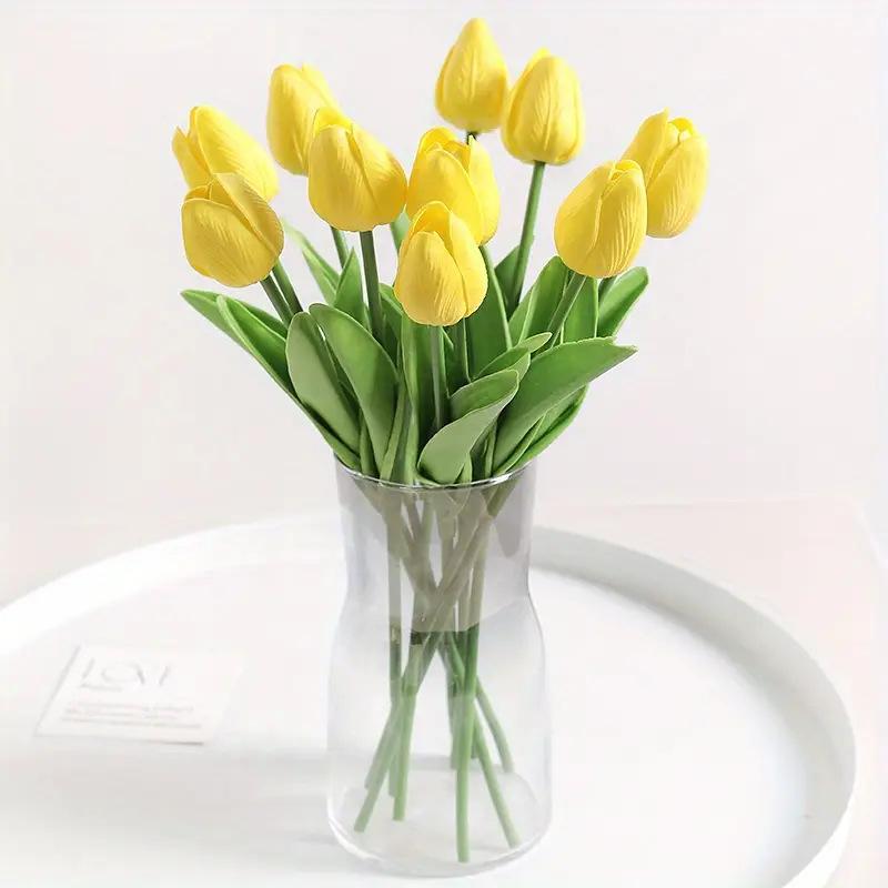 10Pcs  34cm Artificial Floral Tulip Bouquet Real Touch Flowers for Home Decoration Wedding Decor