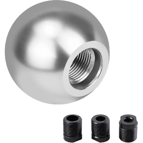 Round Ball Shift Knob, Aluminum Alloy Car Gear Shift Knob, Stick Shifter Knobs Head, Universal Shifter Knobs with 3 Adapters (M8, M10, M12), Fits