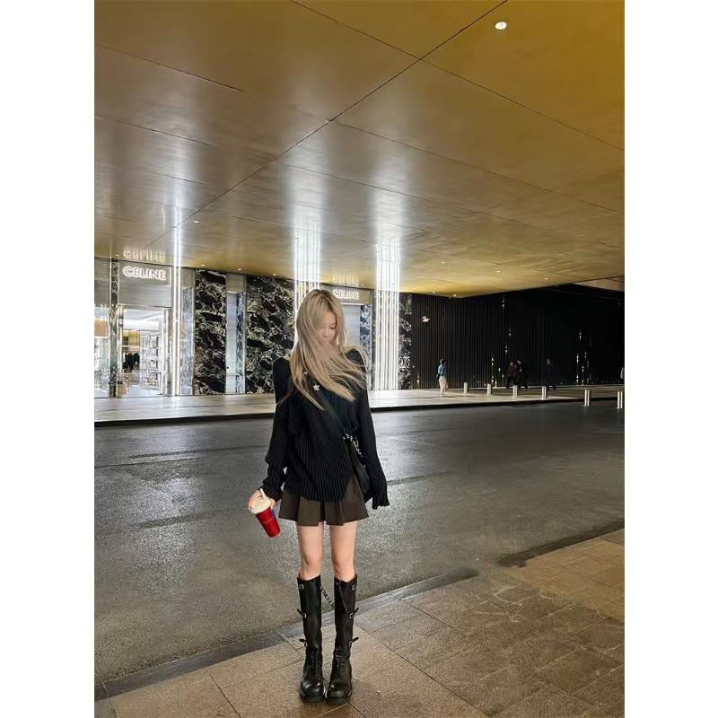 Pit Strip Micro-perspective Lazy Sweater Sweater Women, Loose and Thin In Autumn, Hollow Long-sleeved Top Comfortable 6985#