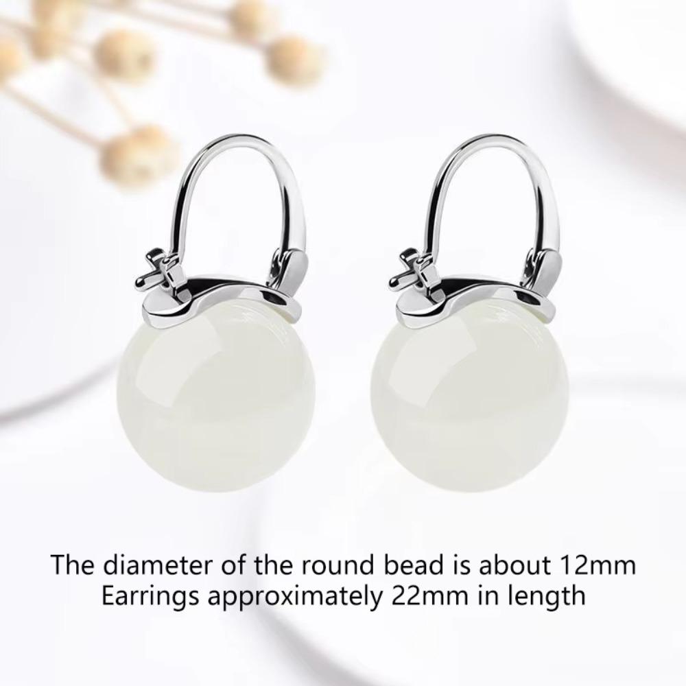 Ice Jade Jade Bead Earrings Circle Earrings Jewelry Gentle Ear Buckle Women