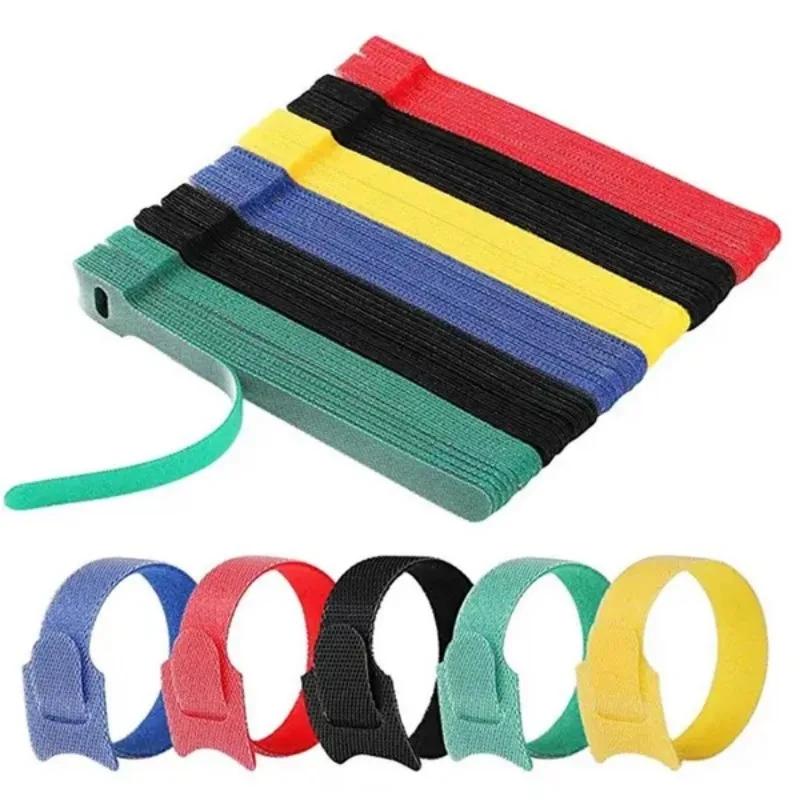 10Pcs/Set Cable Ties Organizer Durable and Soft Nylon Strap Reusable Cable Ties Organizer Tool Self-Adhesive Tapes