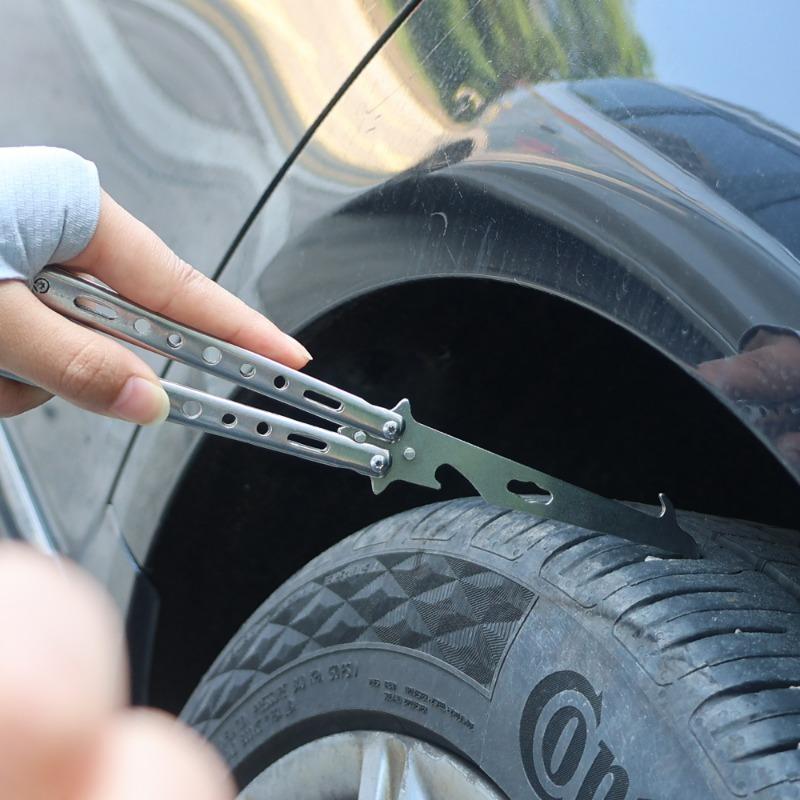 Car Tire Stone Removal Hook Portable Emergency Escape Safety Hammer Bottle Opener Auto Wheel Tire Gap Stone Cleaning Hook Tools