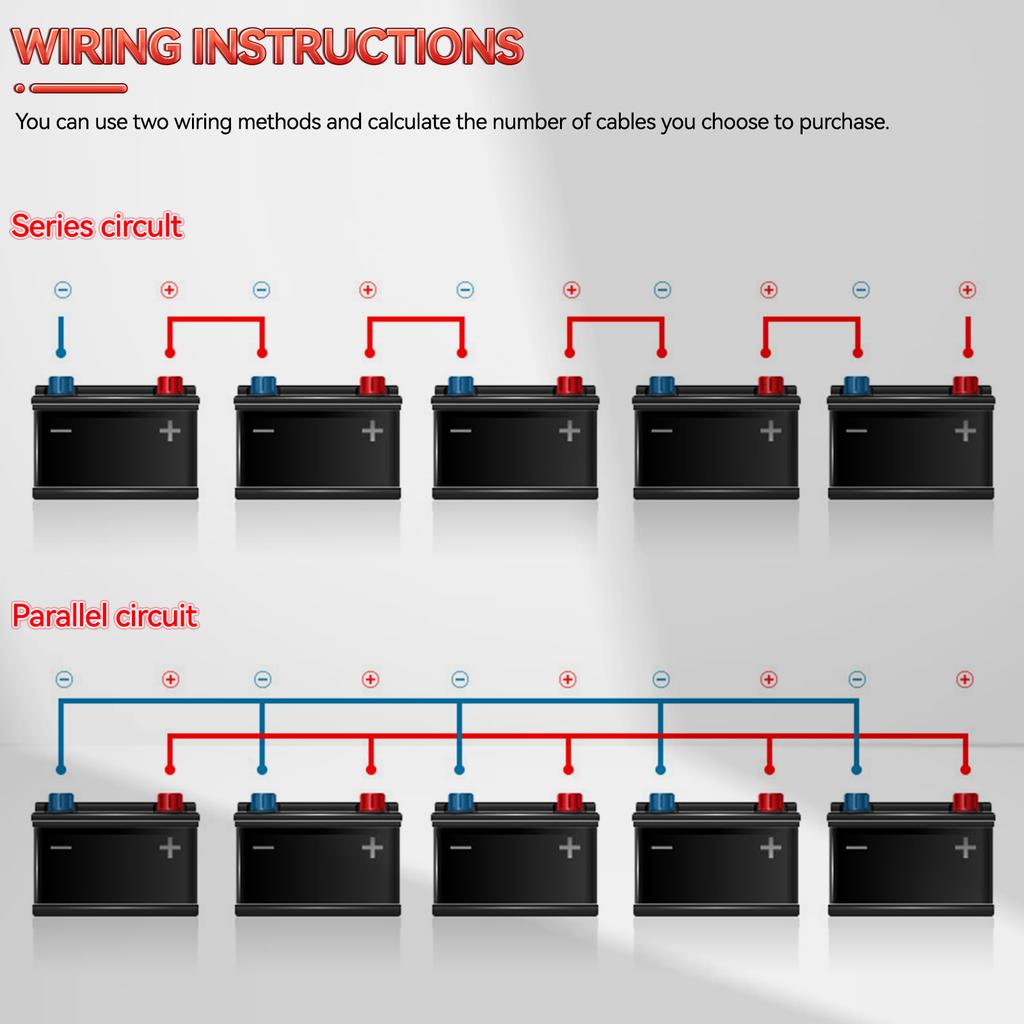 For Car RV Truck Trailer Camper Power Supply 4 AWG Gauge 60cm 8mm Battery Inverter Cables Set Positive Negative Cable Set 2 Pcs