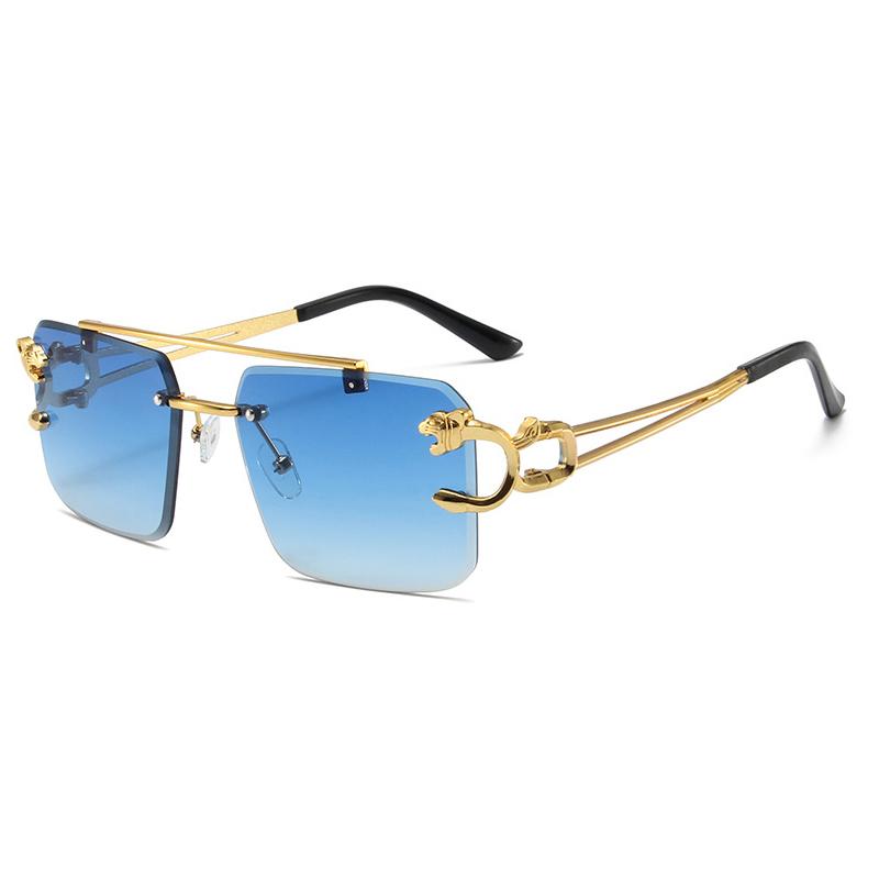 New Fashion Leopard Sunglasses Men Square Uv400 Sun Glasses Women Rimless Vintage Brand Designer Eyewear