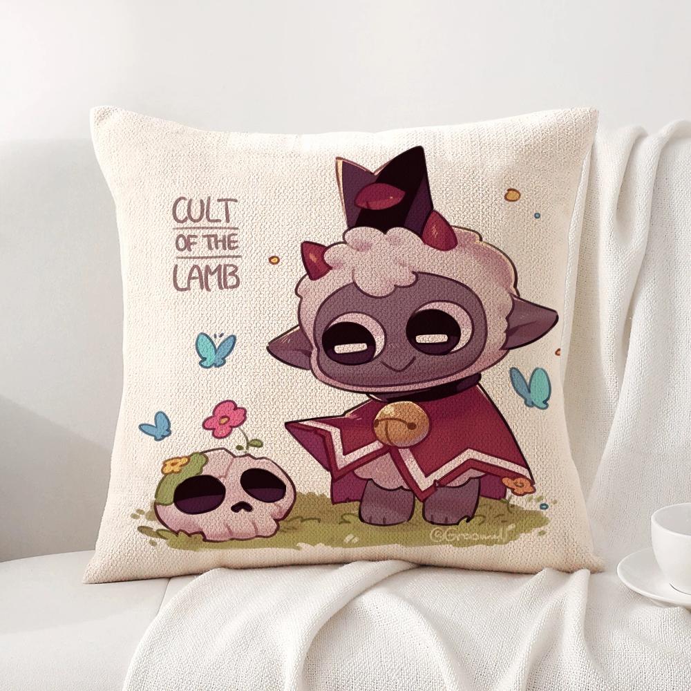 Game C-Cult Of The L-Lamb Cushion Cover Summer Coolness Linen Fabric Double-Sided Printing Pillow Case Sofa Home Decor Gift
