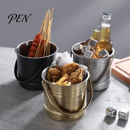 Impact Resistant Ice Cooler Stainless Steel Bucket with Removable Strainer, Bar Wine Champagne Beer Chilling for Red Wine, Portable Snacks Home