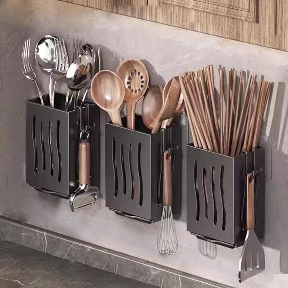 Punch Free Kitchen Utensil Rack Multifunctional Chopstick Barrel Draining Chopstick Holder  Kitchen