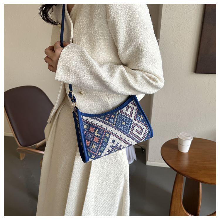 Ethnic Style Armpit Bag Autumn New Style Western-style Single Shoulder Diagonal Cross Hand-held Women's Small Square Bag