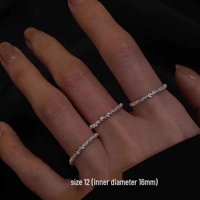 

Exquisite Gold Open Ring: Japanese & Korean Style, Diamond-Studded Thin Band, Stackable & Elegant Finger Jewelry Adjustable Open Size