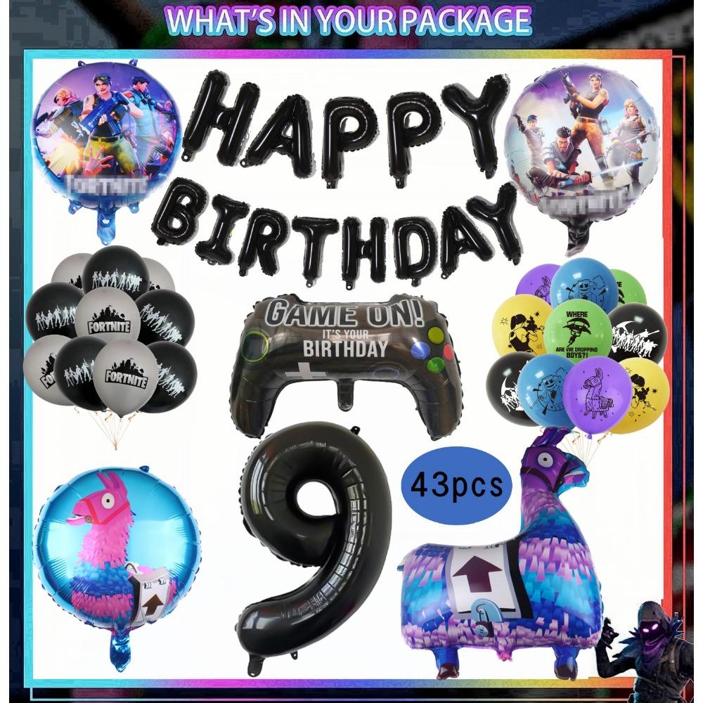 Shooting Game Fortnition Birthday Party Decoration Tableware Set 10people Backdrop Alpaca Balloon Baby Shower Kid Party Supplies