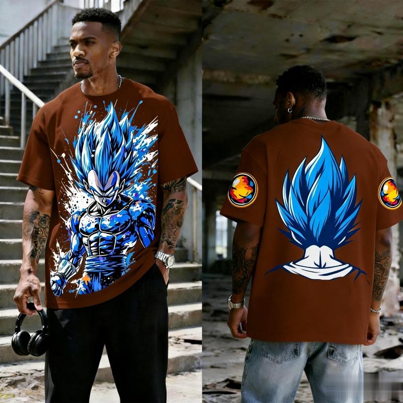 2026 Dragon Ball Vegeta Printed Trendy Versatile Short Sleeve T-Shirt Y2k Style Summer Men's Casual
