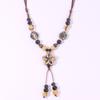 Bohemian Flower Colorful Ceramic Bead Necklace Tricolor-Beaded Jewelry Flower Tassel Choker Chain Jewelry Gift for Women