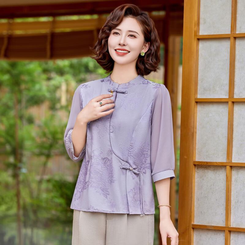 2025 New Chinese Style Summer T-Shirt for Mid-Aged Women