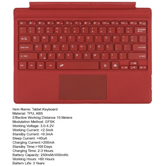 Bluetooth-compatible Keyboard with Protective Case Multi-Touch Trackpad Detachable Design Latency Free Tablet Keyboard for Surface Pro 3/4/5/6/7