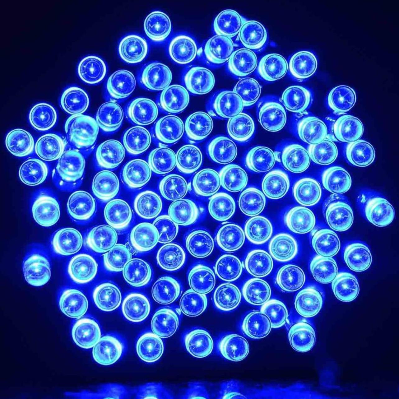 

Солнечная гирлянда на открытом воздухе, 50 светодиодов/100 светодиодов, 2 режима, солнечная лампа, водонепроницаемая для садов, свадеб, вечеринок, дней рождения, рождественских елок, домов на день Святого Валентина 12M 100LED синий