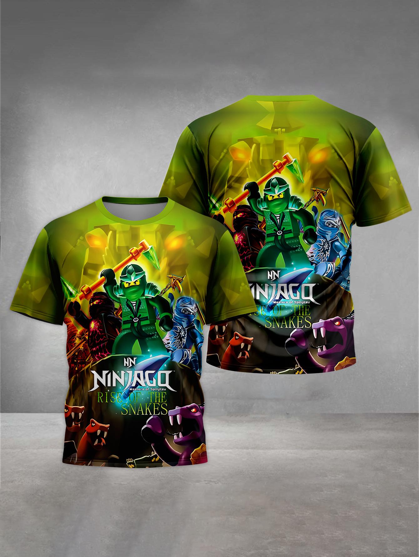 

MINISO Print Детская одежда от 4 до 14 лет, мужская верхняя одежда для детей с мультяшными играми, футболка для мальчиков и девочек, топы, рубашки - NN-Ninjagos 100