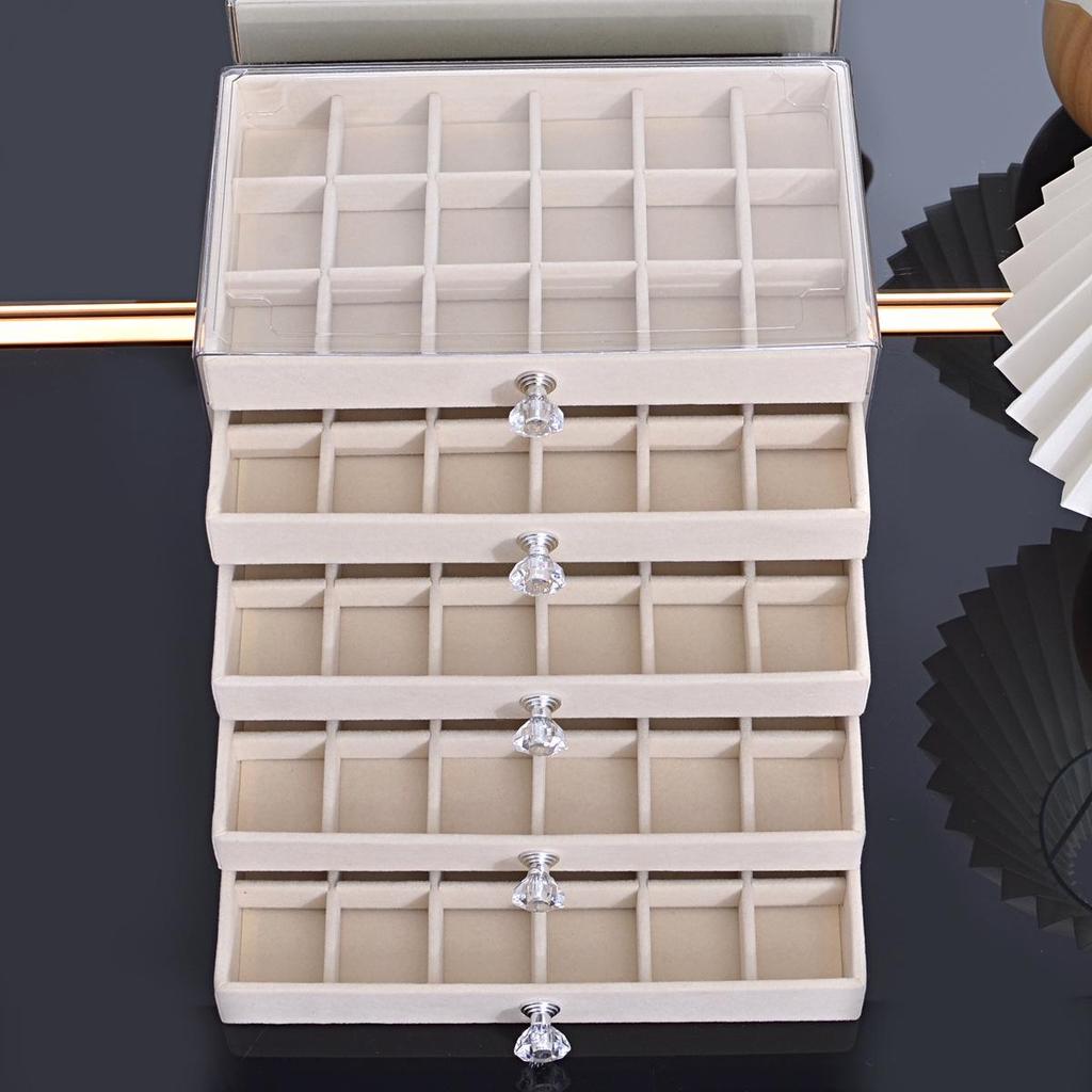 3-Tier/5-Tier Large Capacity Flocking Jewelry Organizer Box
