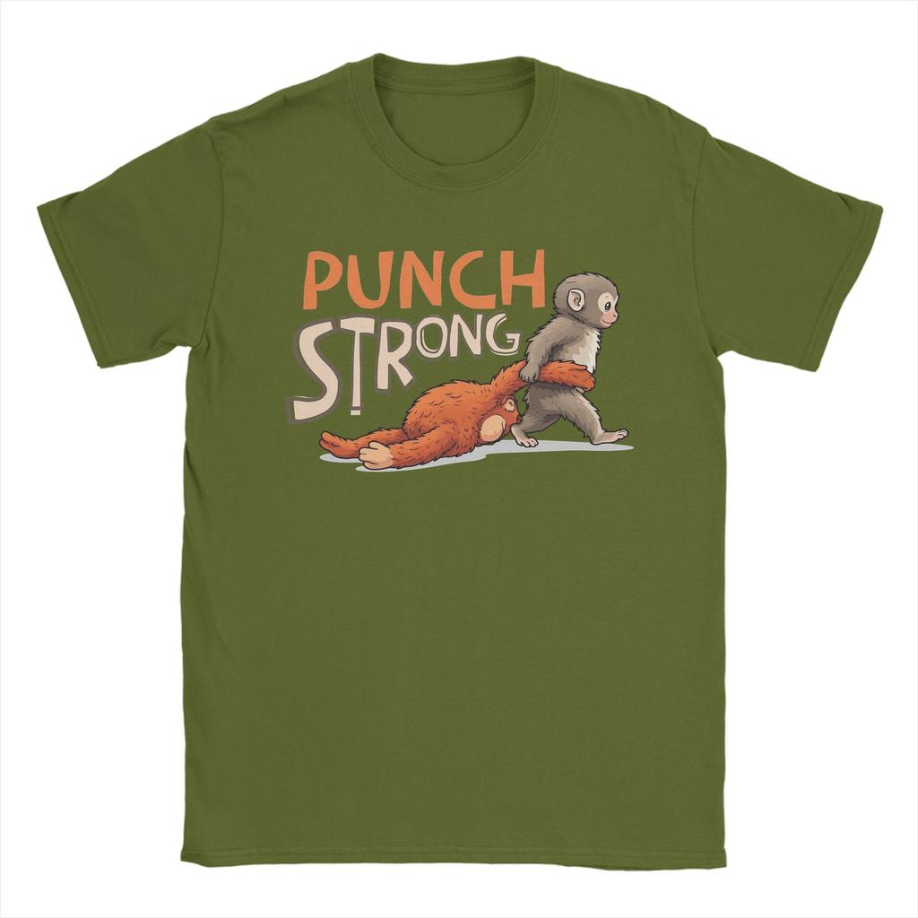 Unisex TShirt Baby Monkey Punch Strong Funny Cotton Tees Short Sleeve T Shirts Round Collar Clothing Printed