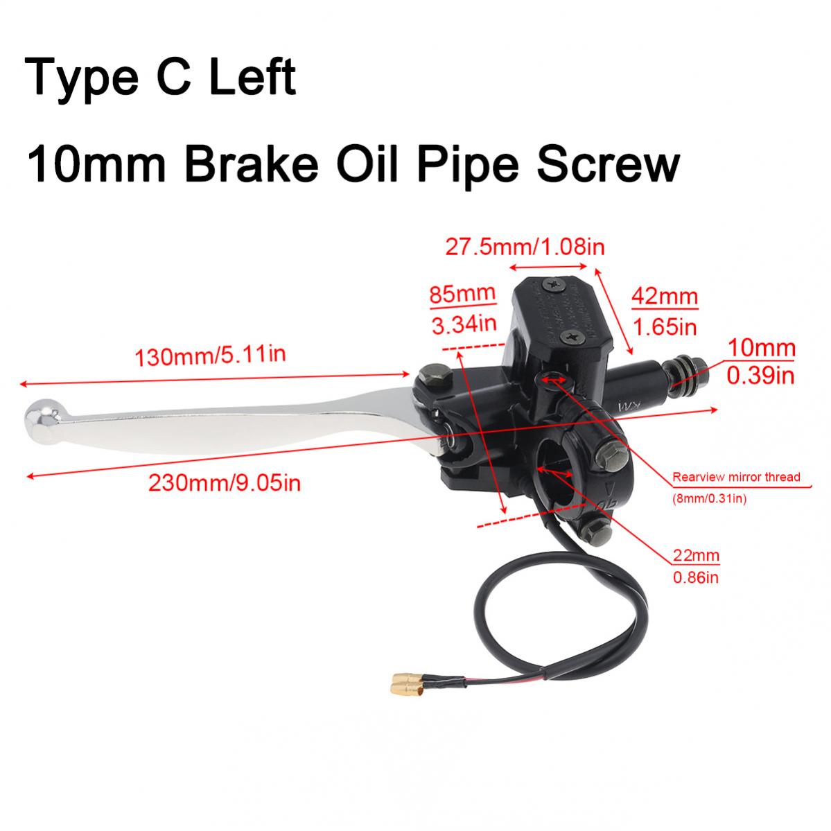 

1 pc Hydraulic Brakes Motorcycle Brake Pump 8/10mm Rearview Mirror Thread Cylinder Pumps Handle Left Right Clutch Lever Left 10mm Srecrew