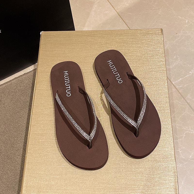 2025 Summer Rhinestone Non-Slip Beach Flip-Flops for Women