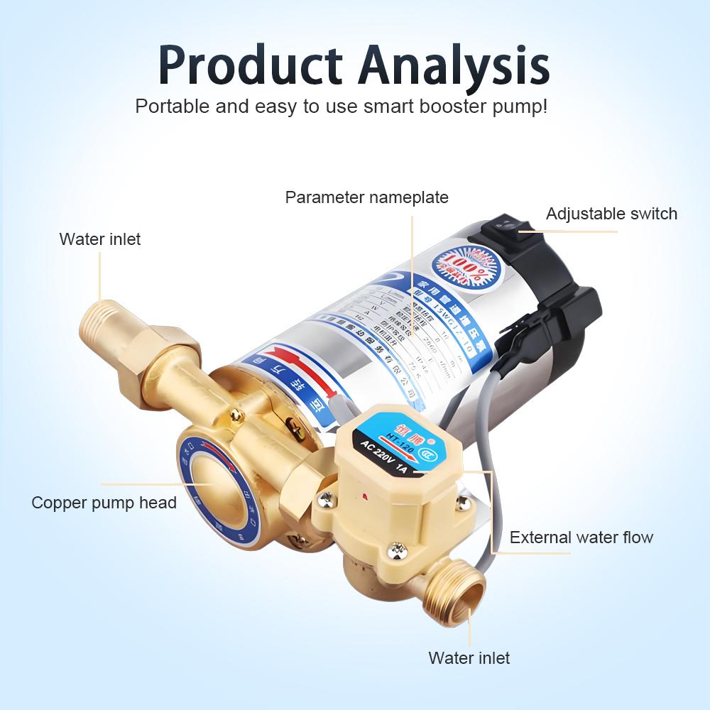 220V Solar Water Heater Home Booster Pump Automatic Piping Pressurized Pump Tap Water Booster Pressurized Water Pump