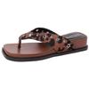 Square head slope heel thick bottom fashion versatile casual flip-flops women's summer new pinched feet beach cool slippers
