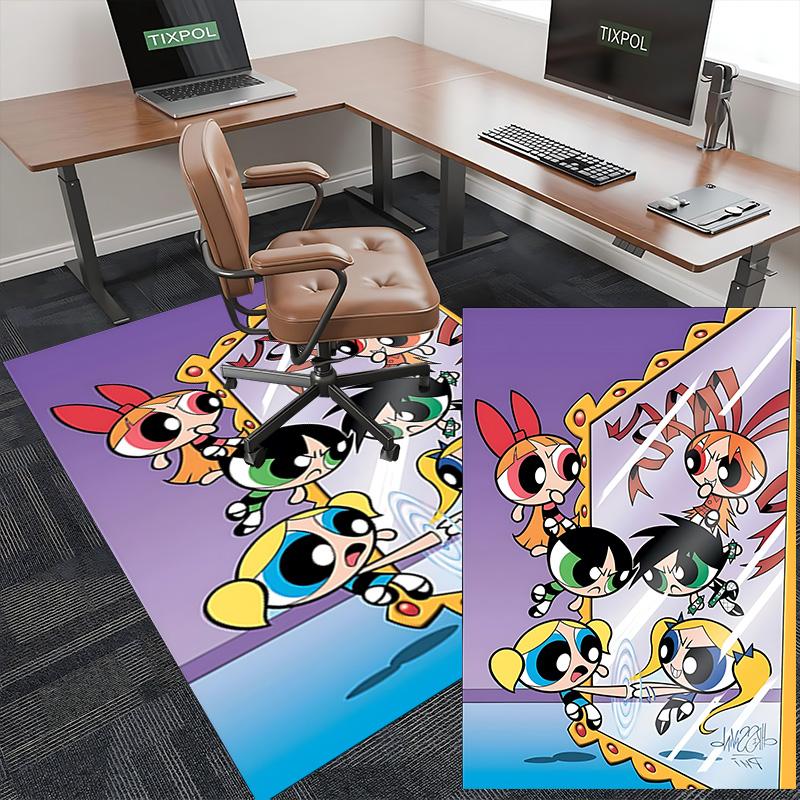 1pc Powerpuff Girls Mirror Carpet Rug for Bedroom Living Room Decor Sofa Home Game Area Rug Non-slip Floor Mat. D7220160