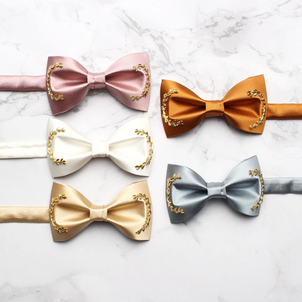 Men'S Styled Bow Tie, Wedding Celebration Groom Best Man Wedding Banquet Solid Color Bow Tie, Polyester Silk Yarn Bow Tie