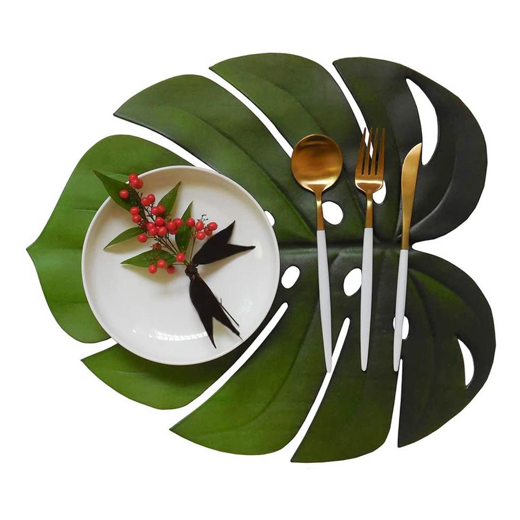 ABWR-8 Piezas Manteles Individuales de Hojas Tropicales Hojas de Monstera Artificiales de EVA Hoja de Palma, Para Decoraciones de Mesa de Boda Suministros para Fiestas