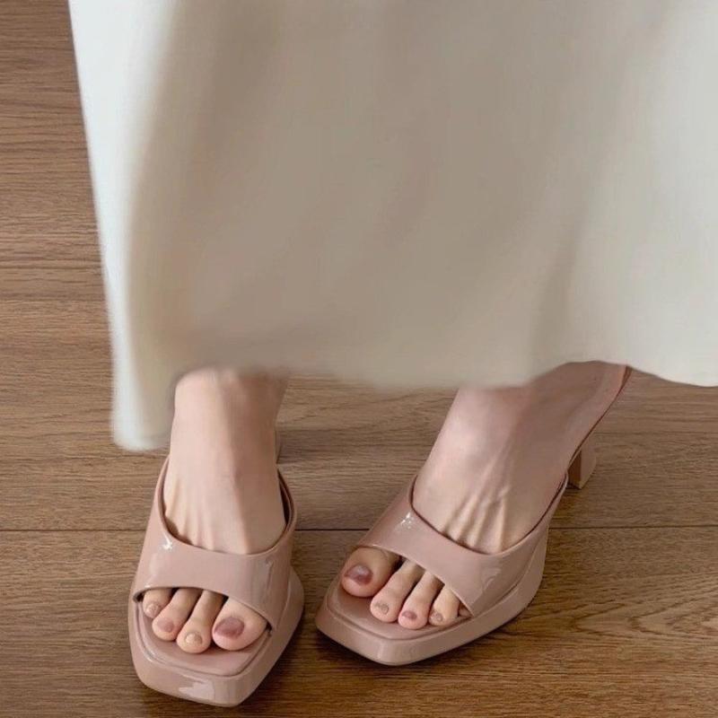 2026 Square Platform Stiletto Flip Flops Summer NewToe Open Toe Non-Slip Slip Non-Slip Wear-Resistant High Heels