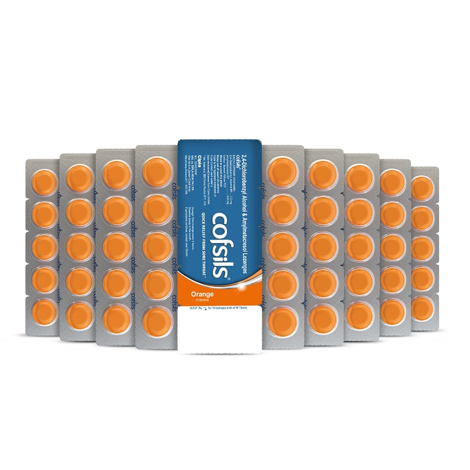 

Cipla Cofsils Orange Lozenges (10 x 10 Strips) | Soothing Relief For Sore, Itchy & Scratchy Throat | Fast-Acting Throat Lozenges