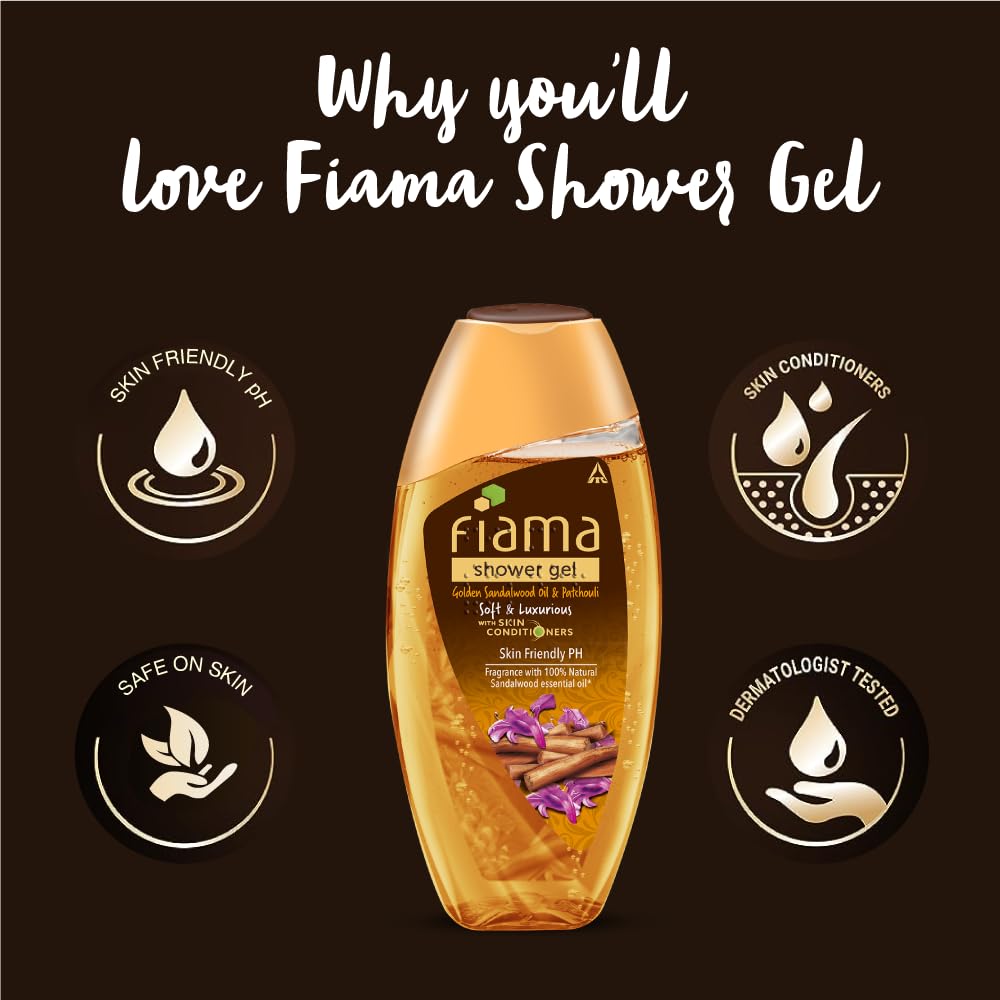 Fiama Body Wash Golden Sandalwood Oil Patchouli Shower Gel 250ml Soft Glowing Skin for Women Men