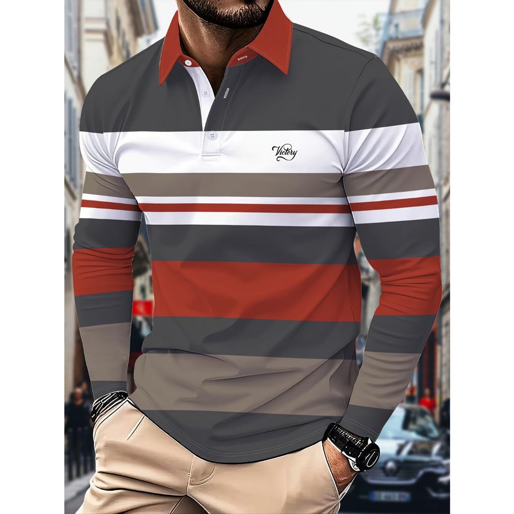 The new men's POLO shirt for Spring and Autumn 2025 skin-friendly casual and fashionable with striped prints