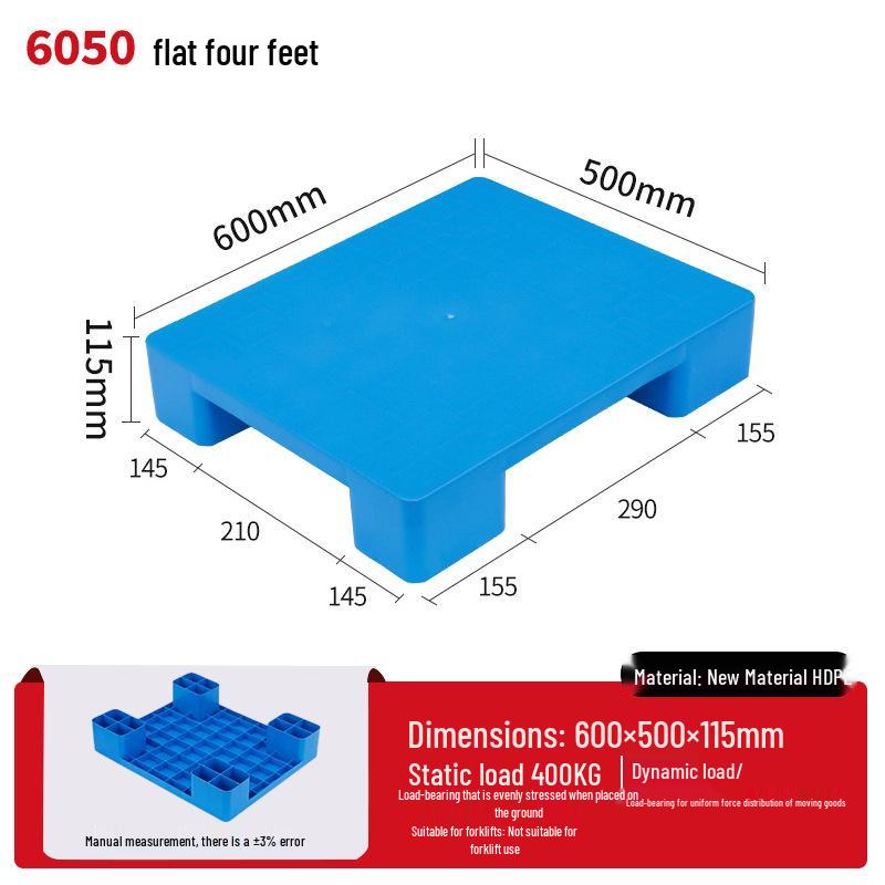 Warehouse Grid Plastic Pallet: Thickened Moisture-Proof Single-Sided Floor Mat for Logistics.