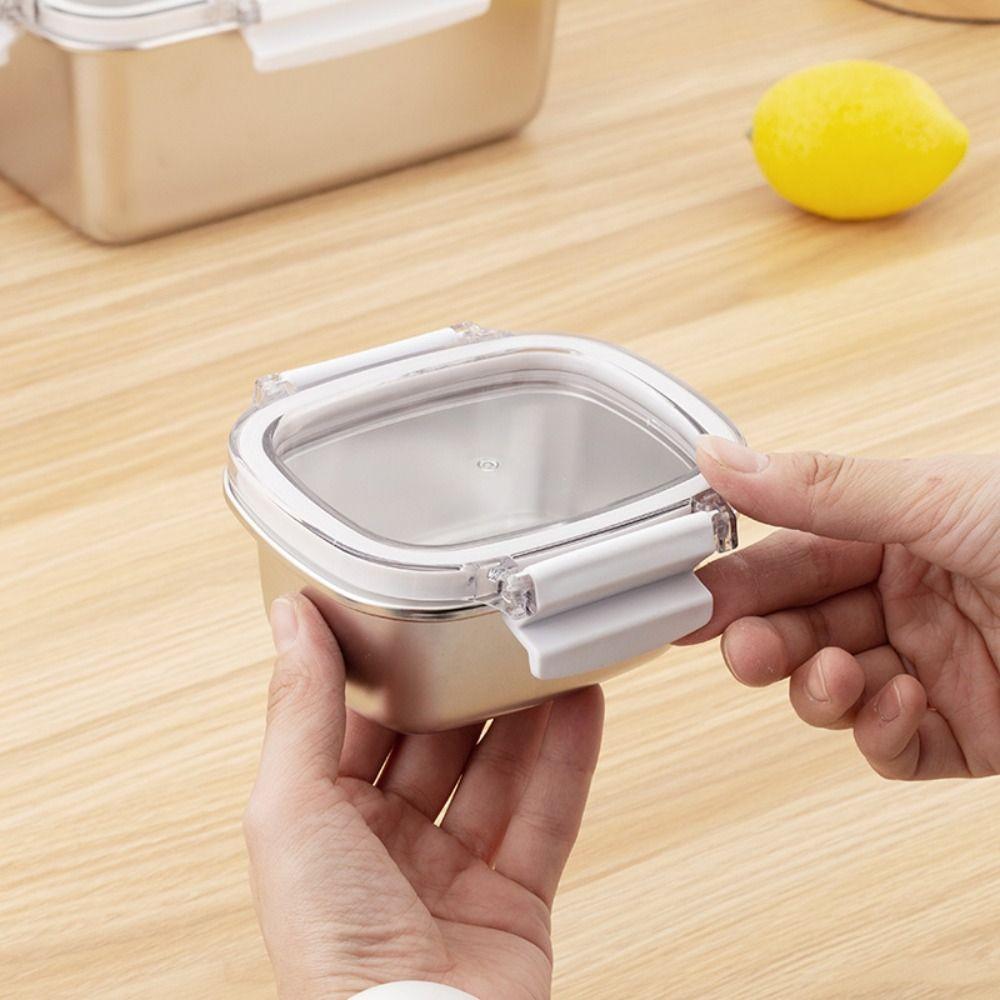 304 Stainless Steel Food Storage Containers Sealed Lid Crisper Box  Mousse Cake
