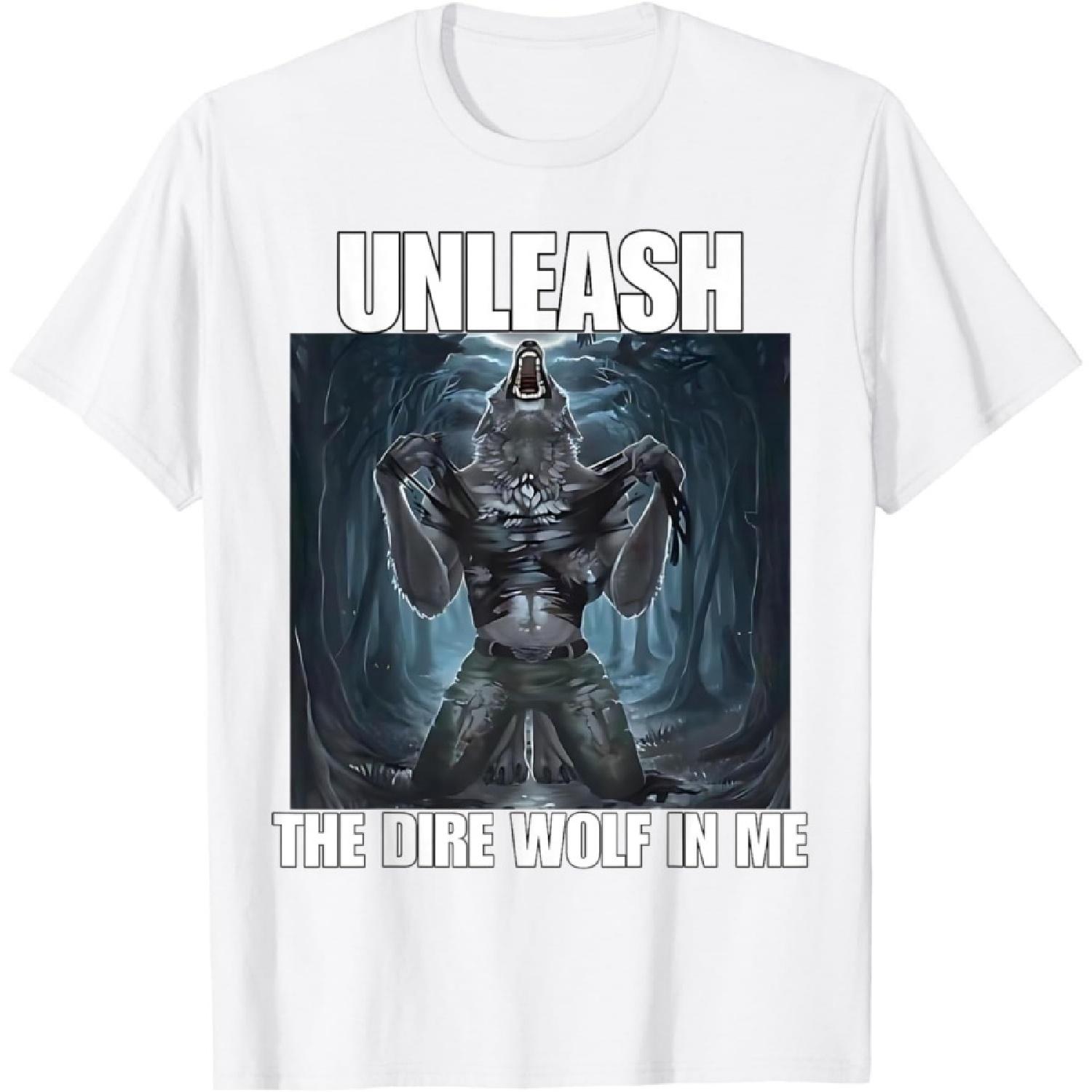 QINIHUI Funny Unleash The Dire Wolf in Me Meme T-Shirt XXXXXL белый